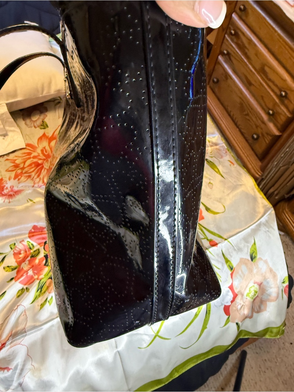 Kate Spade New York Perforated Patent Leather Tote Bag – Black - Picture 4 of 16